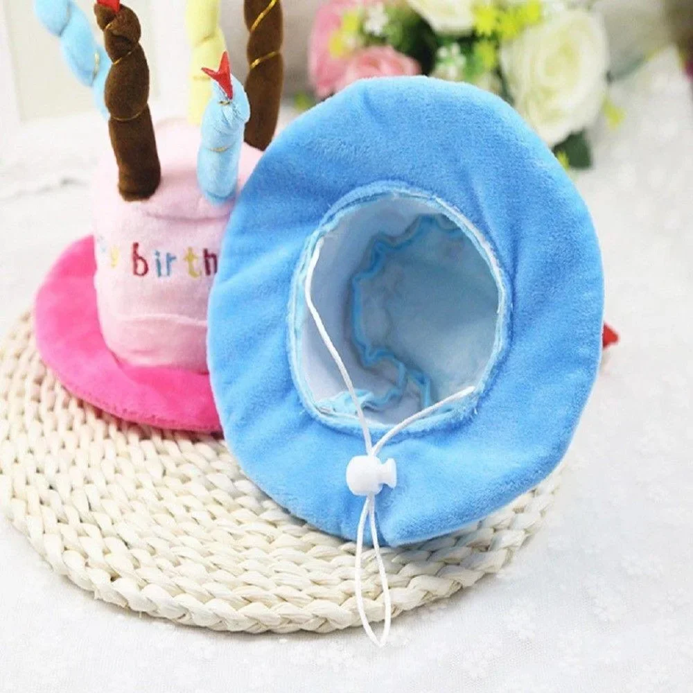 Blue Hat Cap Cake Candles Pet Birthday Costume Cosplay Puppy Dog Cat Chr…